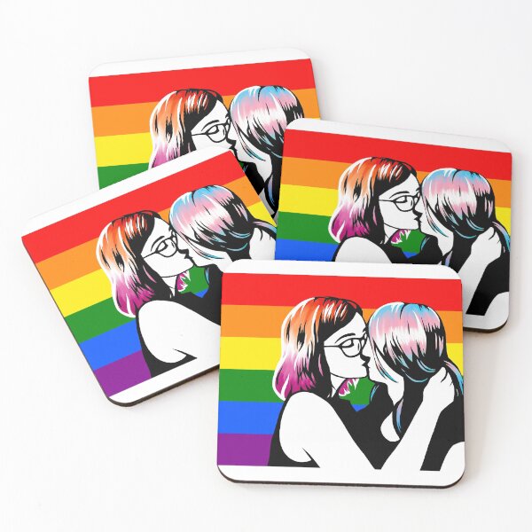 Item preview, Lesbian and trans WLW kiss designed and sold by GaySquirrel.