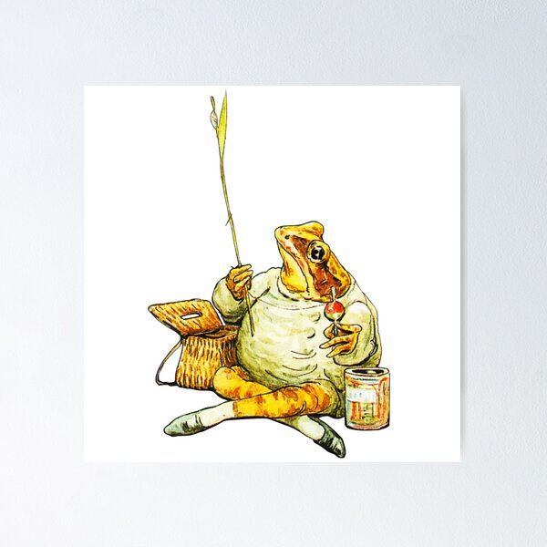 Beatrix Potter The Tale Of Jeremy Fisher British Childrens Book  Illustrations Frog Toad Fishing Vintage Illustration Baby Kids Room Cool  Wall Decor