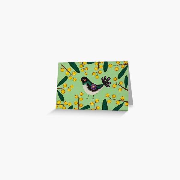 Item preview, Australian willie wagtail and wattle- hand painted designed and sold by waterlily-joy.