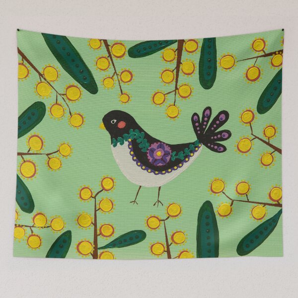 Item preview, Australian willie wagtail and wattle- hand painted designed and sold by waterlily-joy.