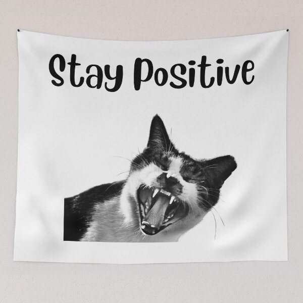 Item preview, Copy of Stay Positive Angry Black and White Cat designed and sold by silviaol.