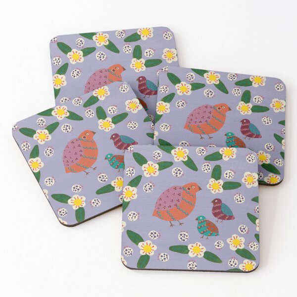 Item preview, Australian quails with midyim berries and flowers- hand painted designed and sold by waterlily-joy.
