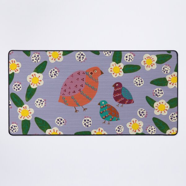 Item preview, Australian quails with midyim berries and flowers- hand painted designed and sold by waterlily-joy.