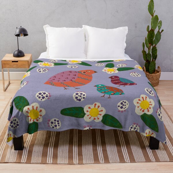 Item preview, Australian quails with midyim berries and flowers- hand painted designed and sold by waterlily-joy.