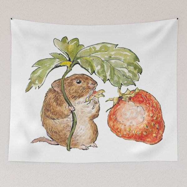 Item preview, Beatrix Potter Timmy Willie Country Mouse with Strawberry Illustration  designed and sold by Pinkmagenta.