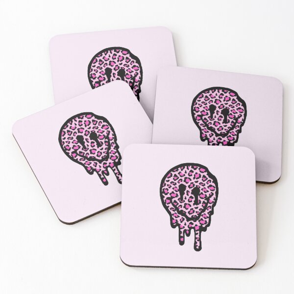 Item preview, Pink Leopard Drippy Smiley Face designed and sold by samantha brachman.