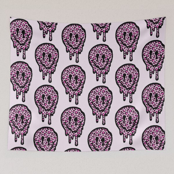 Item preview, Pink Leopard Drippy Smiley Face designed and sold by samantha brachman.