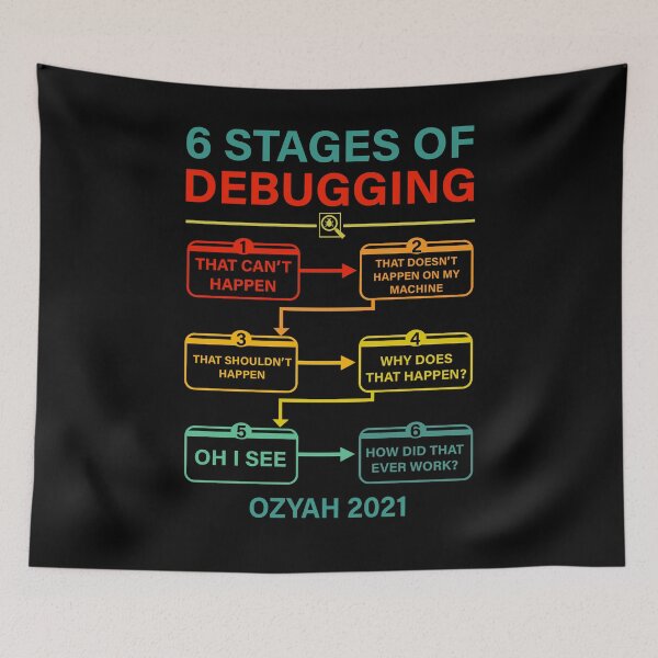 Item preview, 6 Stages Of Debugging Funny Developer Hacker Coder Programmer designed and sold by NzzRiza.