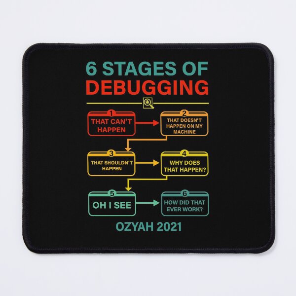 Item preview, 6 Stages Of Debugging Funny Developer Hacker Coder Programmer designed and sold by NzzRiza.
