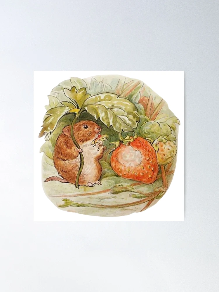 Copy of Beatrix Potter Timmy Willie Country Mouse with Strawberry  Illustration | Poster