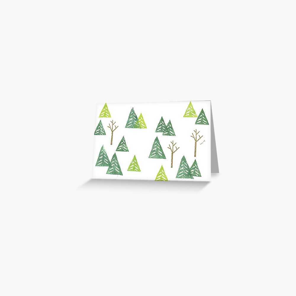 Green Winter Trees Greeting Card