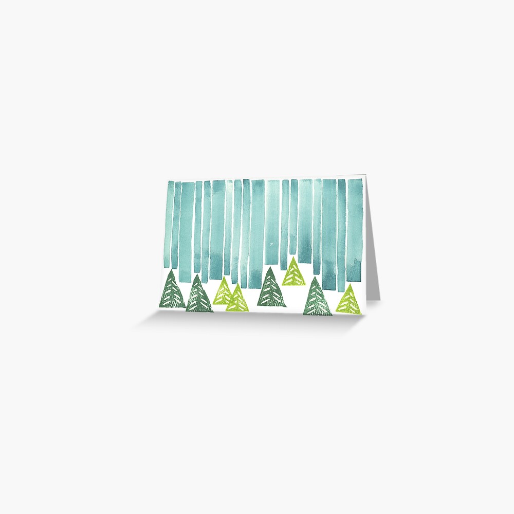 Winter Trees with Northern Lights Greeting Card
