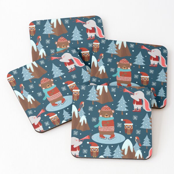 Item preview, Blue Cute Animal Christmas Winter Pattern designed and sold by sweetbelle.