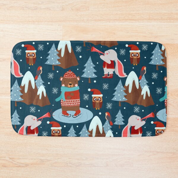 Item preview, Blue Cute Animal Christmas Winter Pattern designed and sold by sweetbelle.
