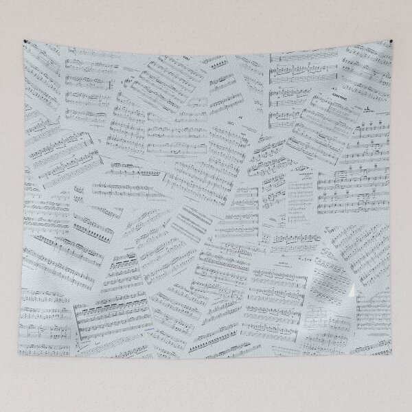 Item preview, All Over Sheet Music Design With a Transparent Blue Tint designed and sold by ThisNThatImages.