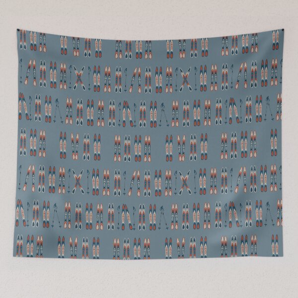 Item preview, Vintage Skis On Blue designed and sold by SisileeGift.