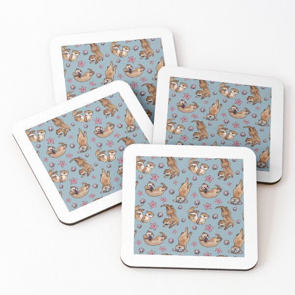 Item preview, Watercolor Otters Star Fishes  designed and sold by SisileeGift.