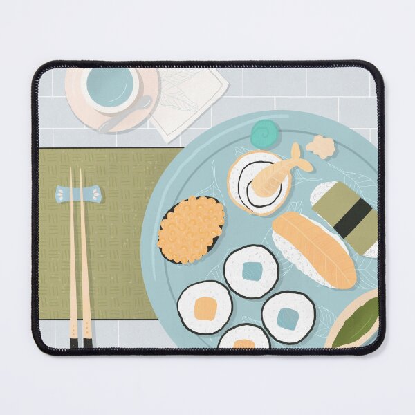 Item preview, Sushi flatlay - orange and blue designed and sold by Home Cyn Home.