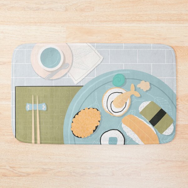 Item preview, Sushi flatlay - orange and blue designed and sold by Home Cyn Home.