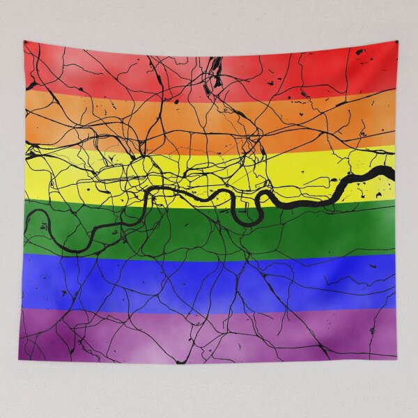 Item preview, London Rail River LGBT+ Rainbow Pride Flag Map designed and sold by cashewdays.