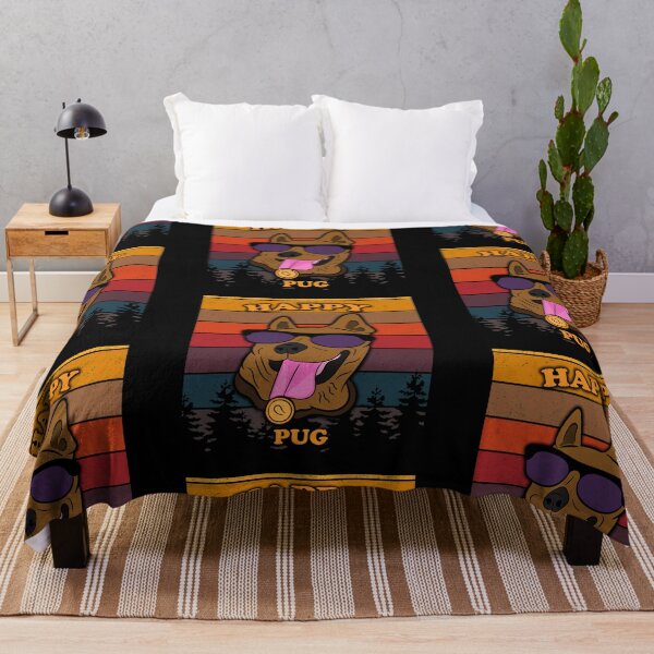 Item preview, Happy pug distressed sunset retro dog face design designed and sold by SamRVstore.