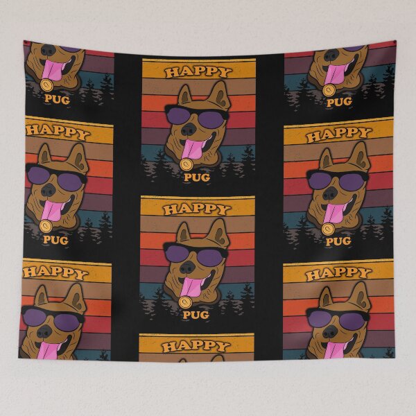 Item preview, Happy pug distressed sunset retro dog face design designed and sold by SamRVstore.