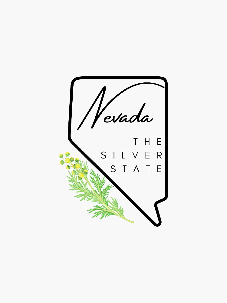 "Nevada State Nickname & Flower" Sticker by bucketlistflame Redbubble