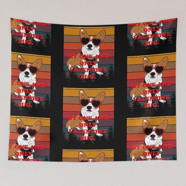 Item preview,  My one and only valentine Pug distressed sunset retro dog face design designed and sold by SamRVstore.