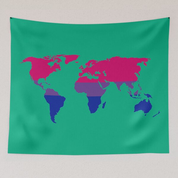 Item preview, Bi Pride Flag World Map Art designed and sold by cashewdays.