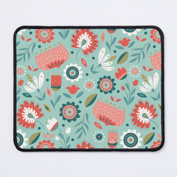 Item preview, Folk Art Florals in Mint designed and sold by latheandquill.