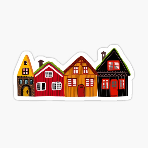 Cute Scandinavian homes. Sweet Home. Farmhouses Sticker