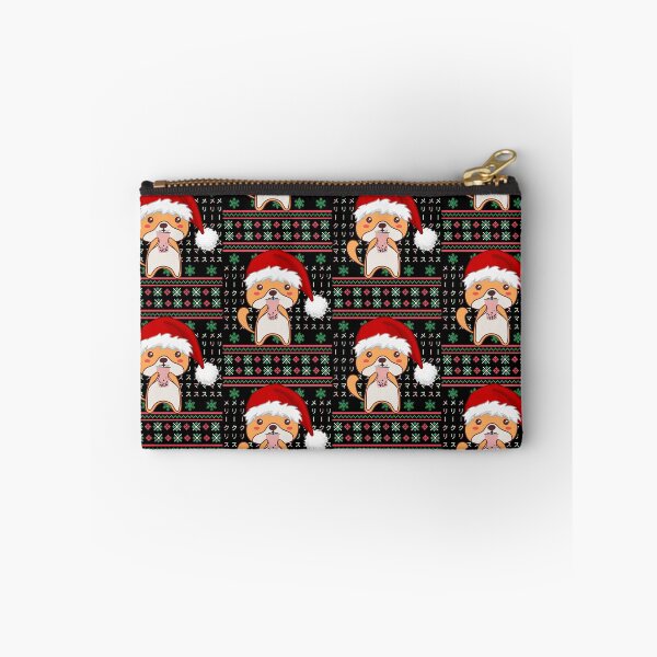 Item preview, Kawaii Shiba Inu Drinking Strawberry Bubble Tea in Santa Hat Japanese Meri Kurisumasu Christmas Boba Ugly Christmas Sweater Pattern designed and sold by OnyxTurtle.