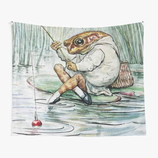 Beatrix Potter Vintage Mr. Jeremy Fisher Frog on Lilly Pad Illustration   Tapestry for Sale by Pinkmagenta