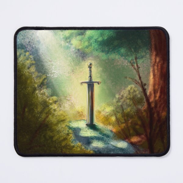 Item preview, The sword in the stone mythology fantasy painting of king Author's sword designed and sold by William Palacio.