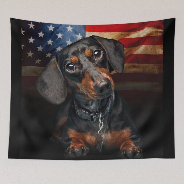 Item preview, Dachshund Dog USA   Throw Blanket designed and sold by BAYIDESIGNER.
