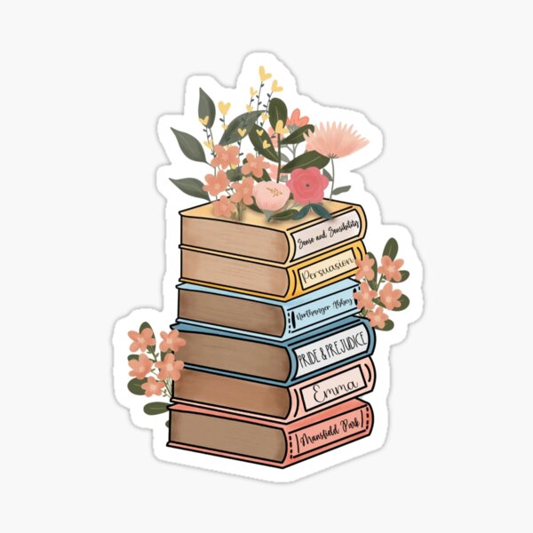 Item preview, Jane Austen Floral Book Stack designed and sold by GigiPrints.