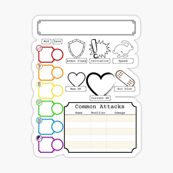 Simple Dnd 5e Character Sheet Sticker For Sale By Bobsyourbadger Redbubble