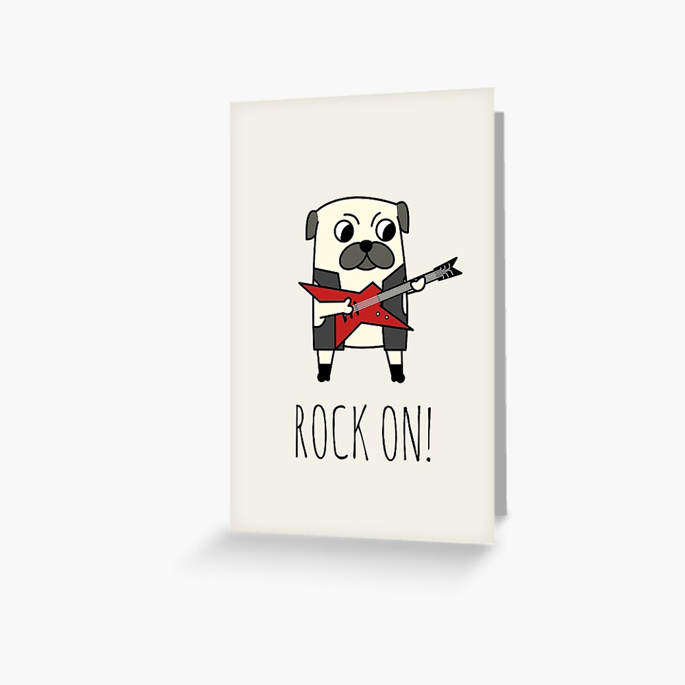 Rockstar Pug Greeting Card