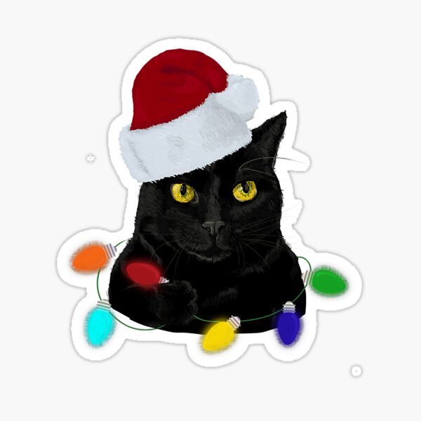 Item preview, Santa Black Cat Tangled Up In designed and sold by YesterDayCheck.