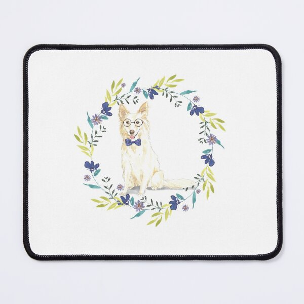 Item preview, White Collie in Floral Wreath designed and sold by beastieboutique.
