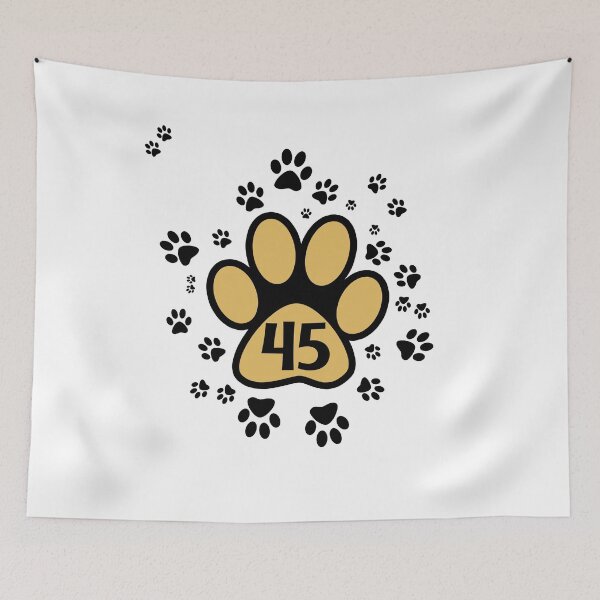 Item preview, Animal paw prints with number 45 - pets designed and sold by MadandMean.