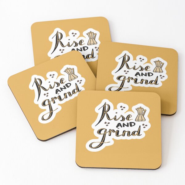 Item preview, rise and grind - coffee quote designed and sold by Hoetoons.