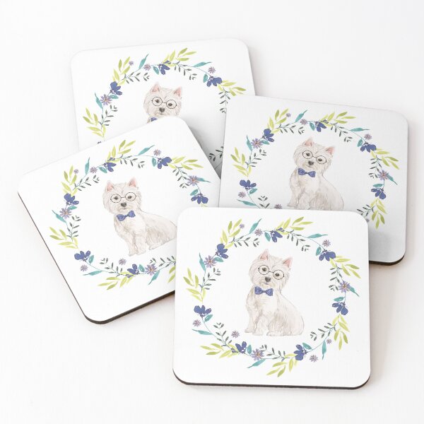 Item preview, Westie en guirnalda floral designed and sold by beastieboutique.