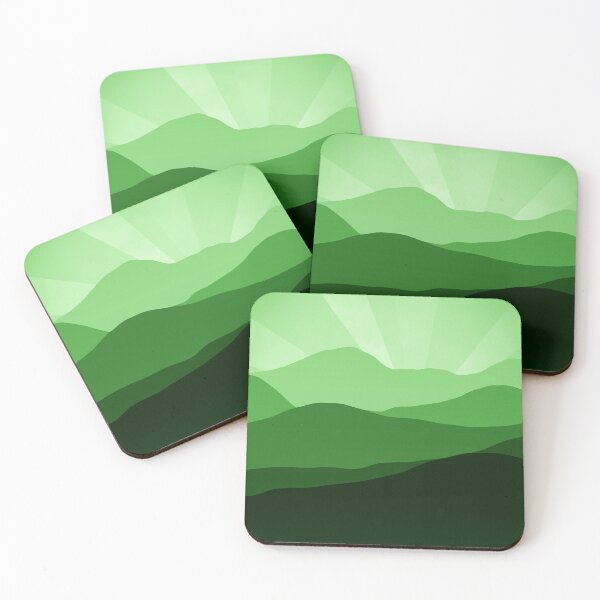 Item preview, Layers of Mountain Peaks and Sun in Green designed and sold by SeaChangeDesign.