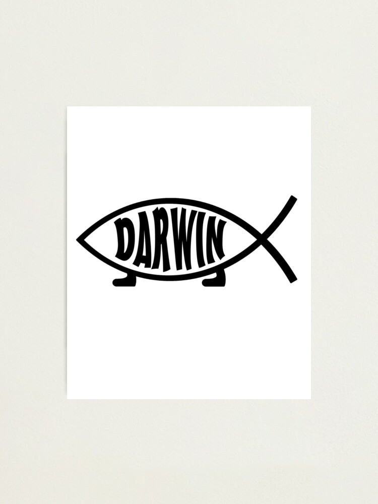 Darwin fish with legs symbol - perfect for scientists / atheists evolution  Photographic Print for Sale by jasonhoffman