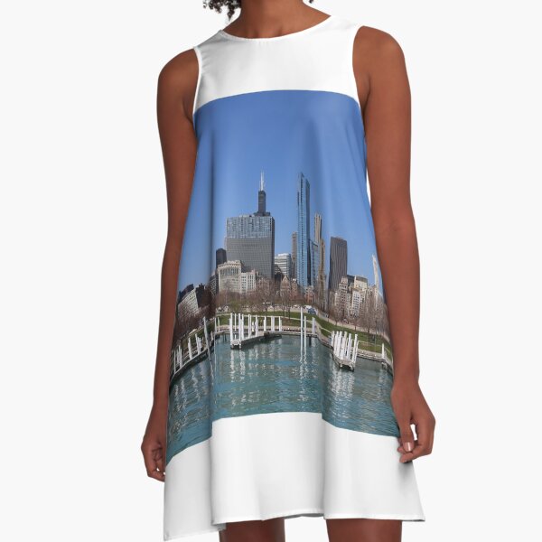 Chicago lakefront in summer A-Line Dress