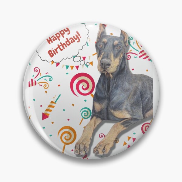 Item preview, happy birthday Dobermann designed and sold by AnnaAndVibes.