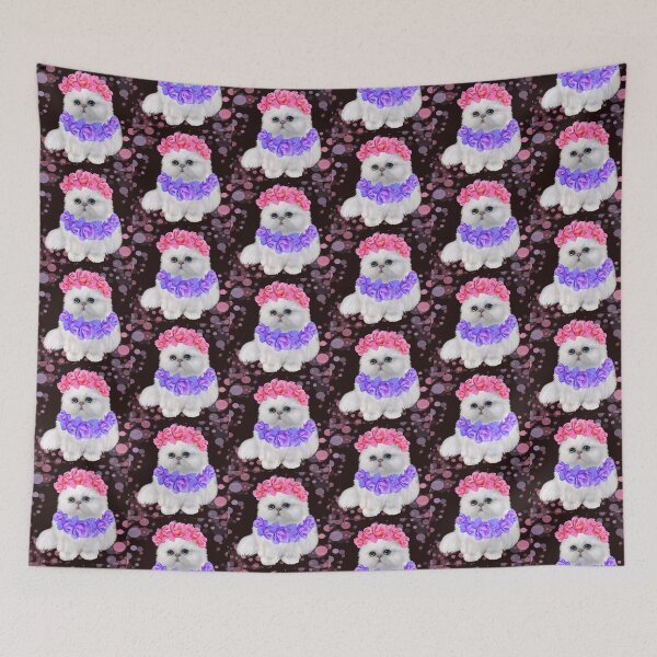Item preview, Cute Cat With Flower Crawn Pattern designed and sold by Zareen Sayyed.