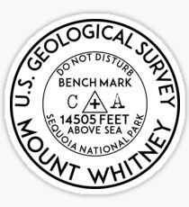 BENCHMARK MOUNT WHITNEY CALIFORNIA SEQUOIA NATIONAL PARK HIKING CLIMBING INYO FOREST SIERRA NEVADA Sticker