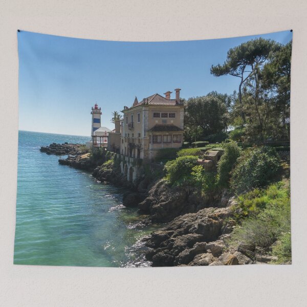 Item preview, Cascais Seaside Landmarks - Santa Maria House and Santa Marta Lighthouse designed and sold by Georgia Mizuleva.